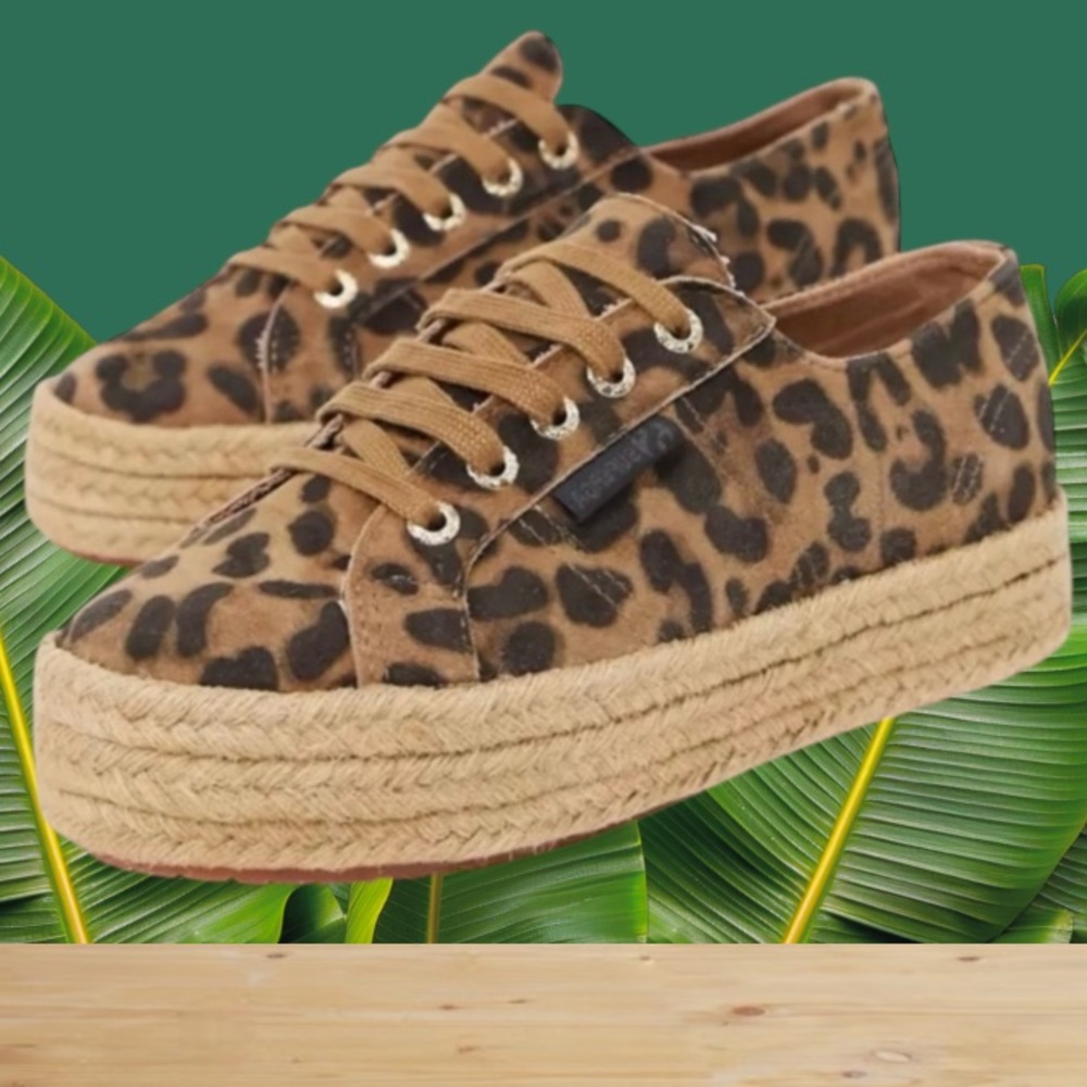 SUPERGA PLATFORM LEOPARD ESPADRILLE FLATFORM SNEAKER SIZE EU 37 / US 6.5 - Picture 3 of 16